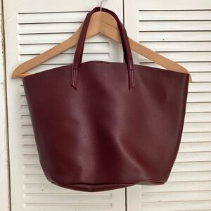 Small Vegan Leather Burgundy Tote Bag